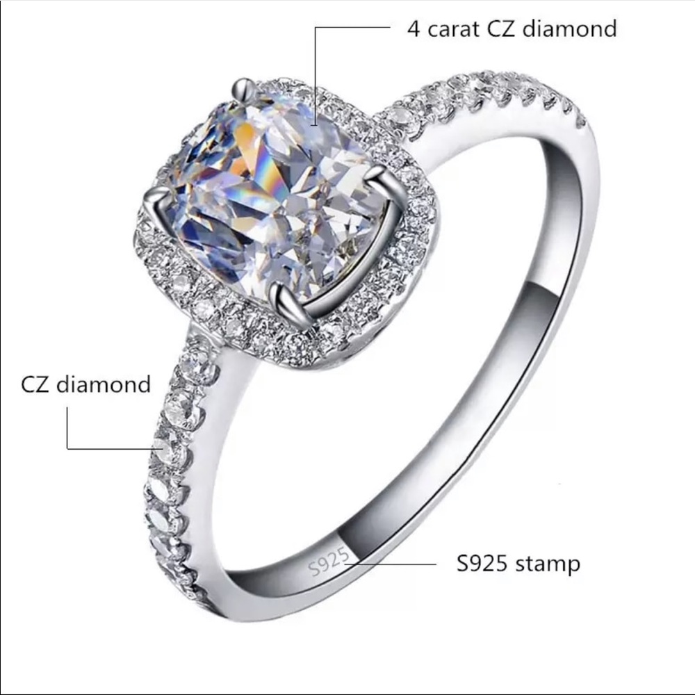 ¥ Bridal S925 silver cz diamond RING - Picture 9 of 9